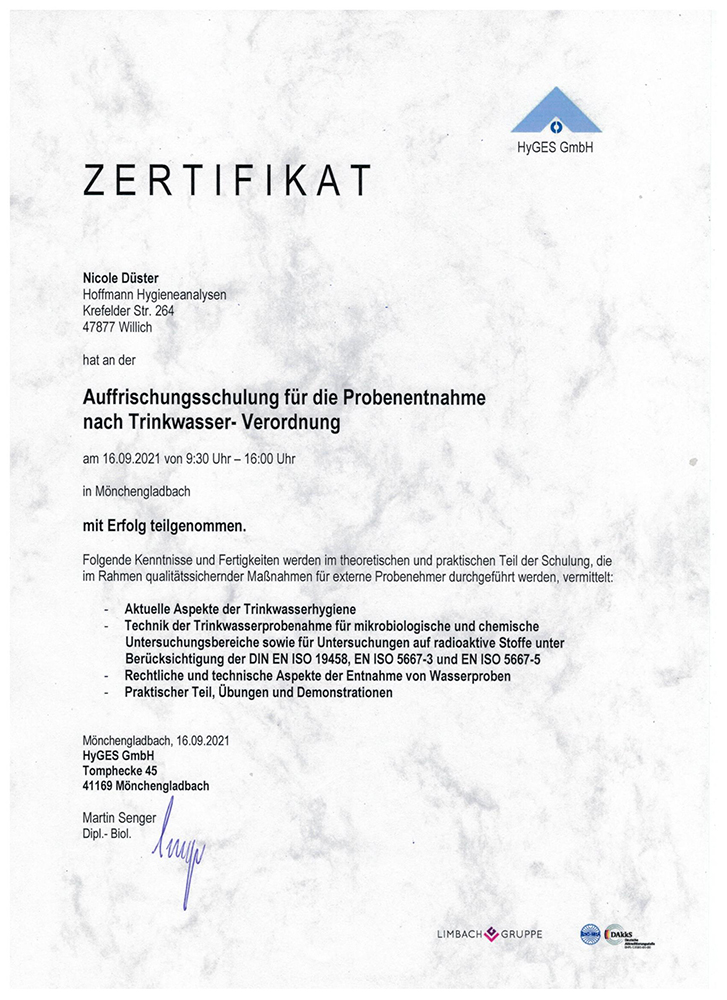 probenentnahme nach trinkwasserverordnung