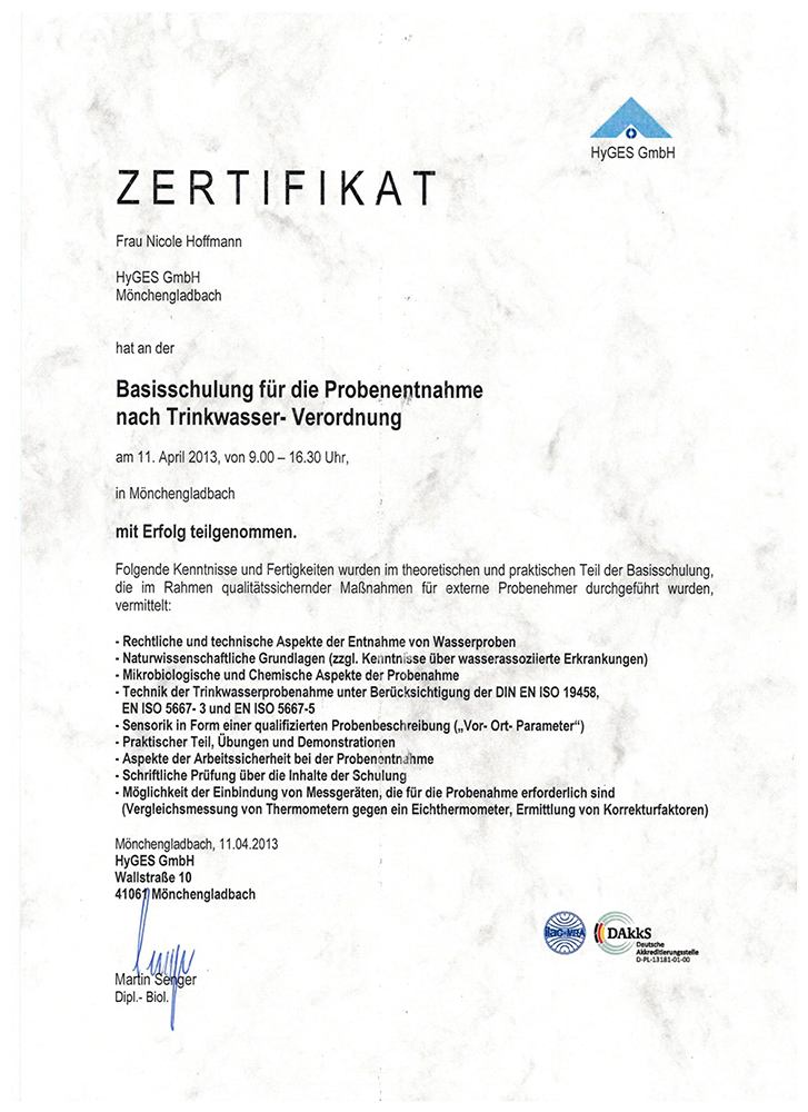 probenentnahme nach trinkwasserverordnung