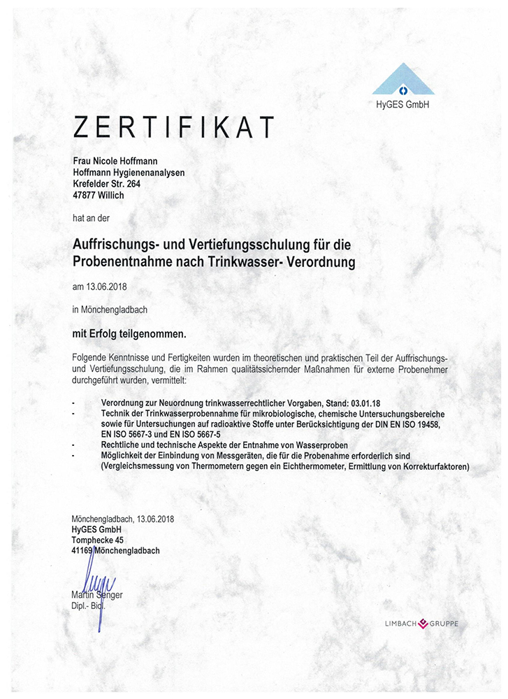 probenentnahme nach trinkwasserverordnung